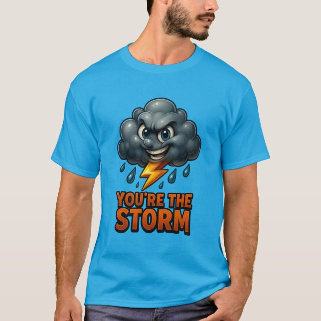 Du är Stormen - Glossy 3D Storm Cloud Design T Shirt (Framsida)