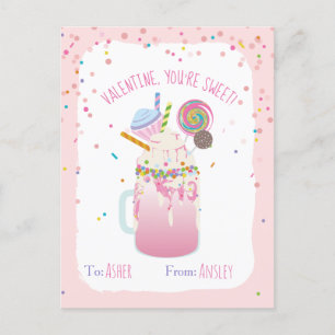 Du är Sweet Crazy Milkshake Candy Kids Valentine Vykort