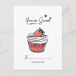 Du är Sweet Cupkaka Classroom Valentine Postcard Helg Vykort