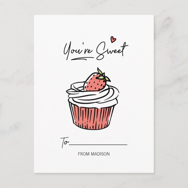 Du är Sweet Cupkaka Classroom Valentine Postcard Helg Vykort (Framsida)