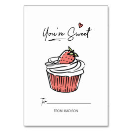 Du är Sweet Cupkaka Kids Classroom Valentine Card Bordsnummer