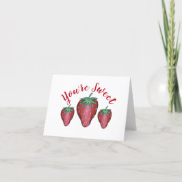 Du är Sweet Rosa Red Strawberry Fruit Tack Kort