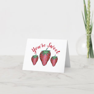 Du är Sweet Rosa Red Strawberry Fruit Tack Kort
