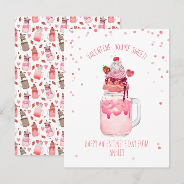 Du är Sweet Valentine Candy Kärlek Milkshake Vykort (Fram/baksida)