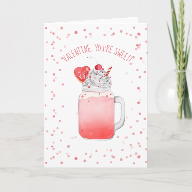 Du är Sweet Valentine Kärlek Crazy Milkshake Kort (Framsida)