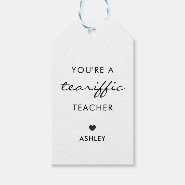 Du är Tea-Riffic Teacher, Tea Gift Märkre, Kraft Presentetikett (Framsidan)