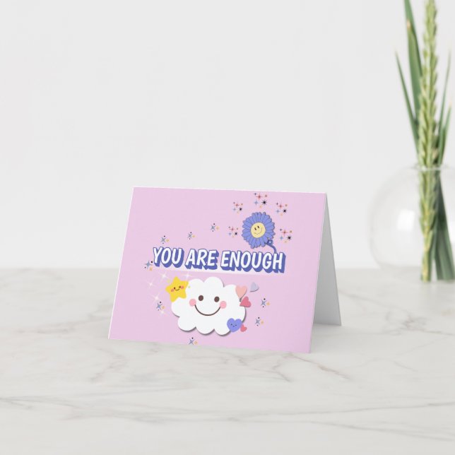 Du är tillräckligt - Cute Cloud Greeting Card Kort (Framsida)