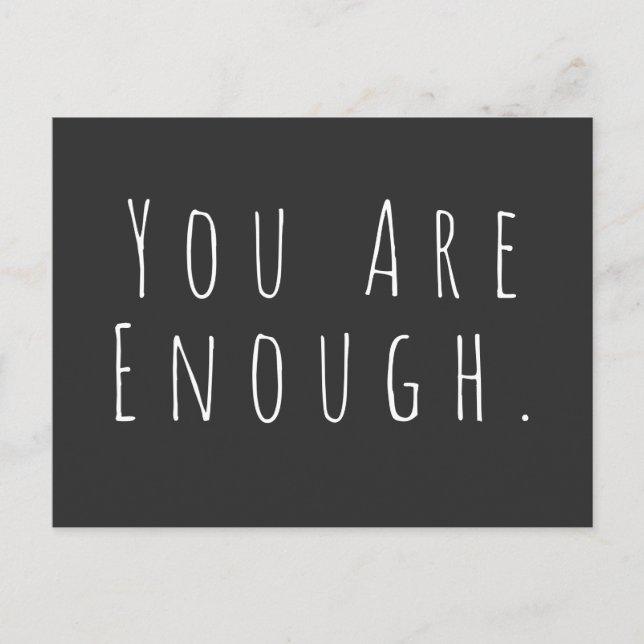 DU ÄR TILLRÄCKLIGT | Inspirational Ord Art Graphic Vykort (Framsida)