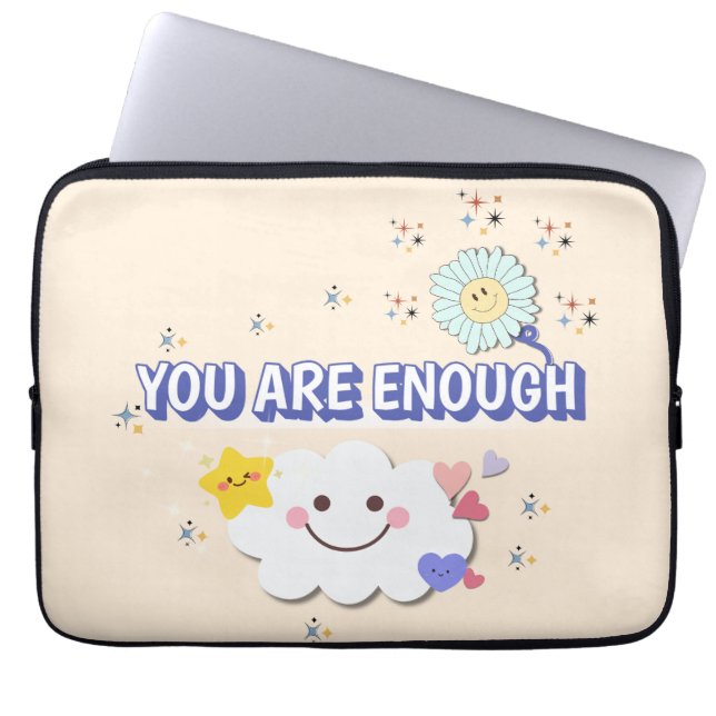 Du är tillräckligt Laptop sleeve - mjuk Beige Bloo (Framsidan)