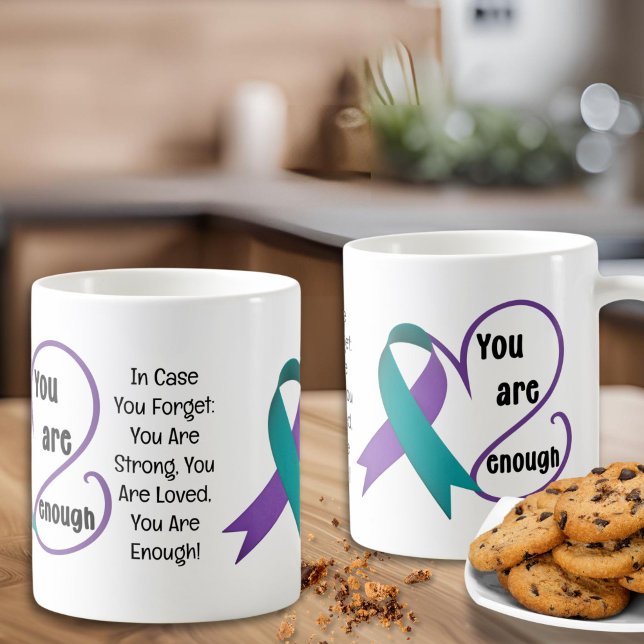 "Du är tillräckligt" Ljud: Minimalistcitat Kaffemugg ("You Are Enough" Coffee Mug, Mental Health Matters, Suicide Awareness, End The Stigma)
