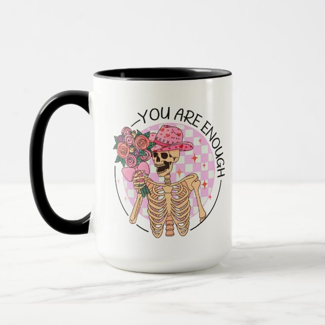 Du är tillräckligt med Skeleton Flowers Valentine  Mugg (Vänster)