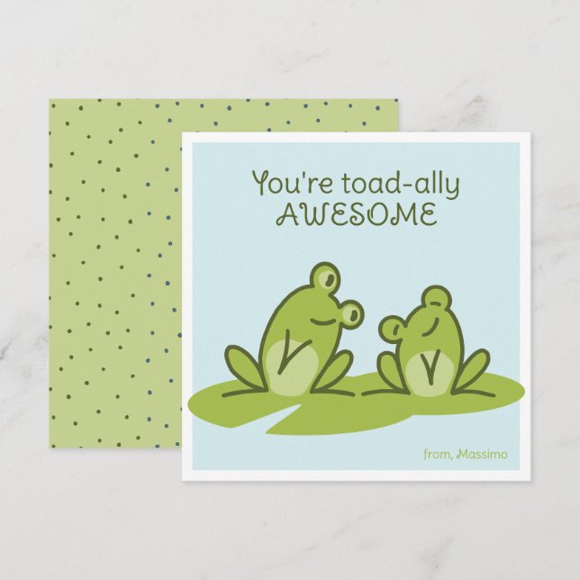 Du är Toad-ally Fantastisk Grönt Valentine Tack Kort (Fram/baksida)
