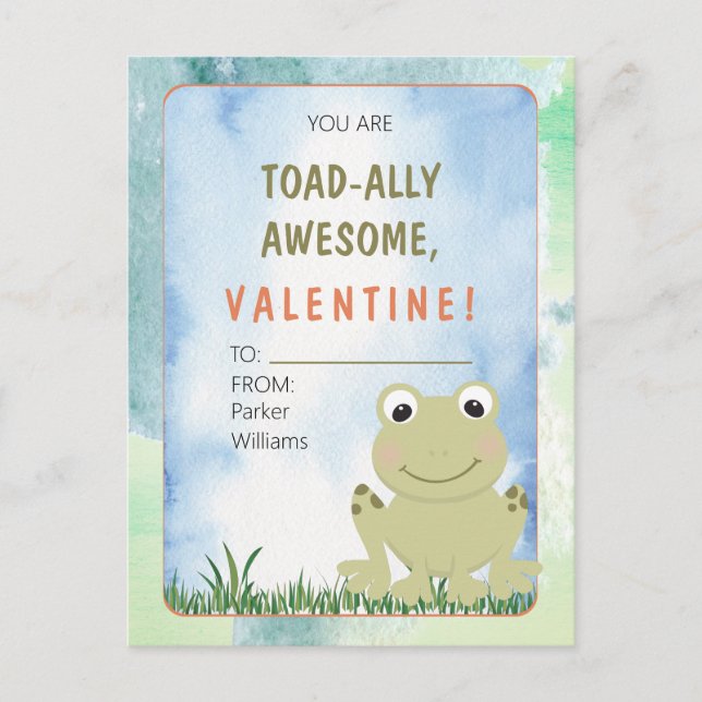 Du är toad-ally Fantastisk Valentines day Classroo Vykort (Framsida)