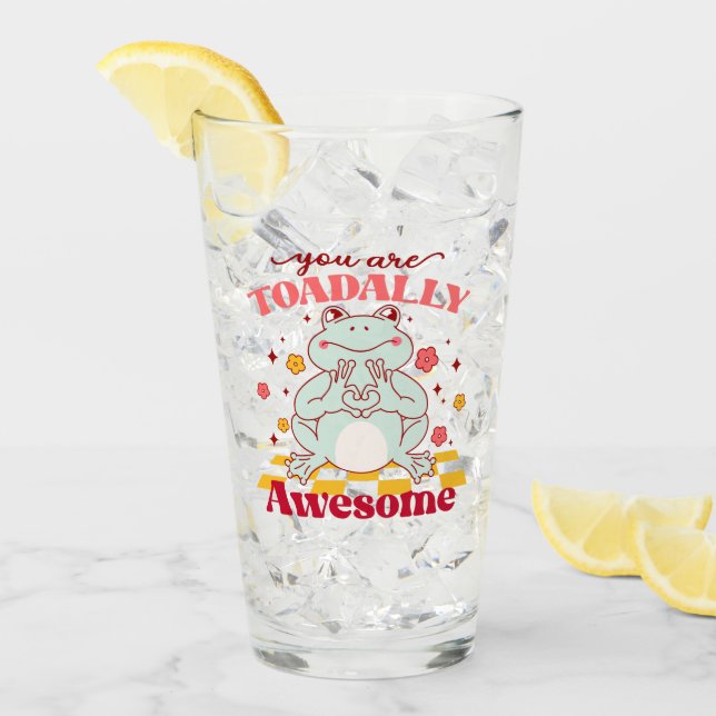 "Du är toadally Fantastisk" | Cute Frog Pun Glaskopp (Framsida Ice)