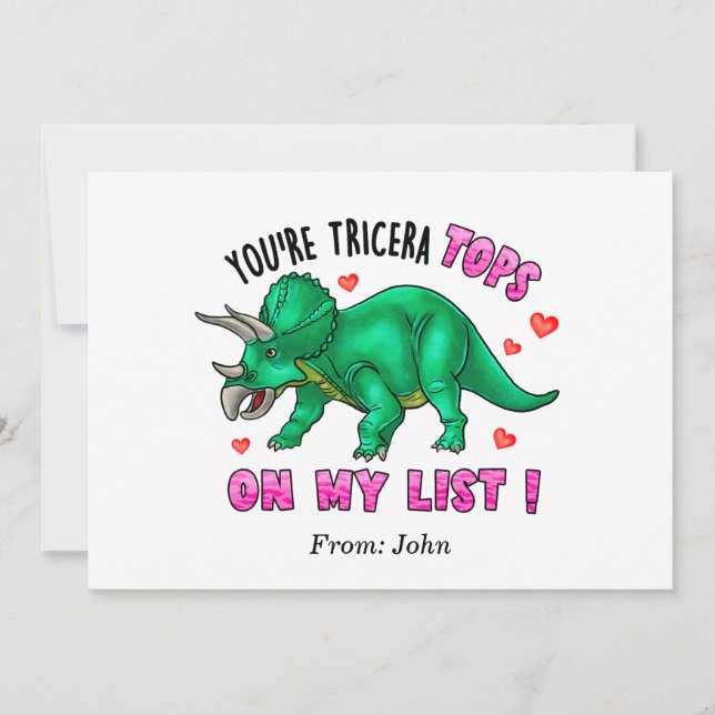Du är Tricera Toppar Funny Dinosaur Valentine Day Inbjudningar (Framsida)