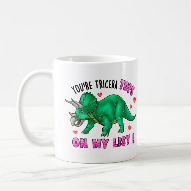 Du är Tricera Toppar Funny Dinosaur Valentine Day Kaffemugg (Vänster)