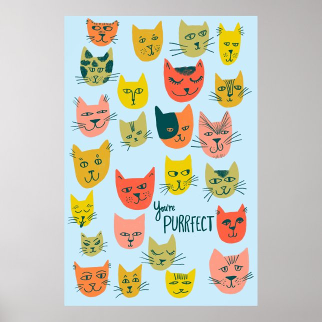 Du är trogen! Illustration av färglösa kattor Poster (Framsidan)