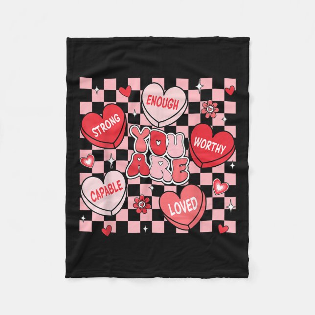 Du är trött nog av Candy Heart Lärare Va Fleecefilt (Framsidan)