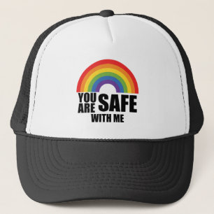 Du är trygg med mig HBTQ regnbågsstolthet Keps