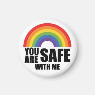 Du Är Trygg Med Mig HBTQ Regnbågsstolthet Magnet