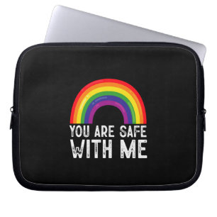 Du är trygg med mig LGBTQ Pride Month Rainbow Laptop Fodral