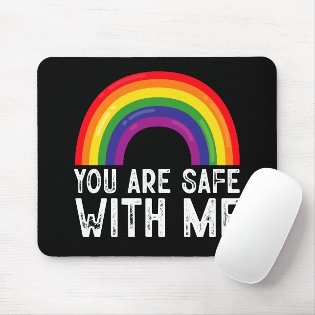 Du är trygg med mig LGBTQ Pride Month Rainbow  Musmatta (Med mus)