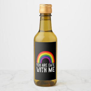 Du är trygg med mig LGBTQ Pride Month Rainbow Vinetikett