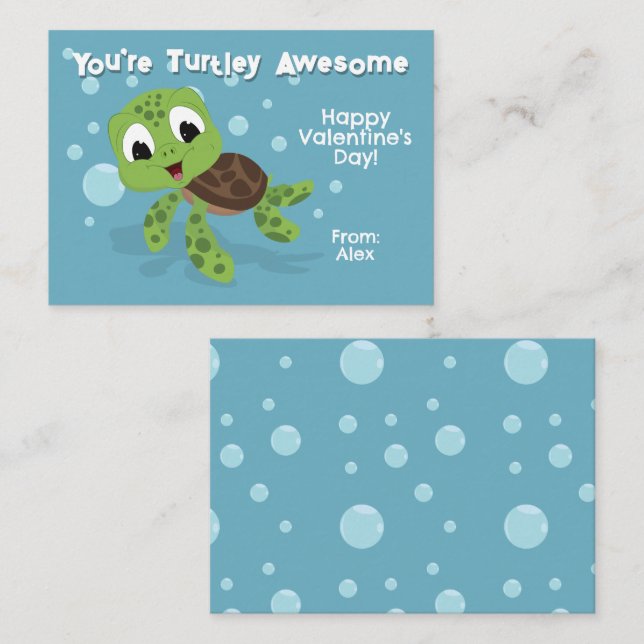 Du är Turtley Awesom Classroom Valentine Day Anteckningskort (Fram/baksida)