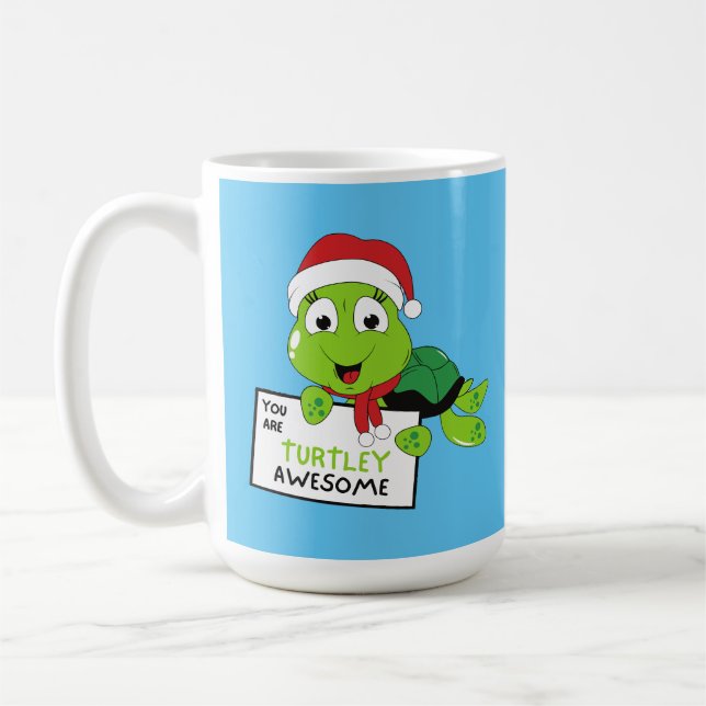 Du är Turtley Fantastisk-pjäs (blå) Kaffemugg (Vänster)