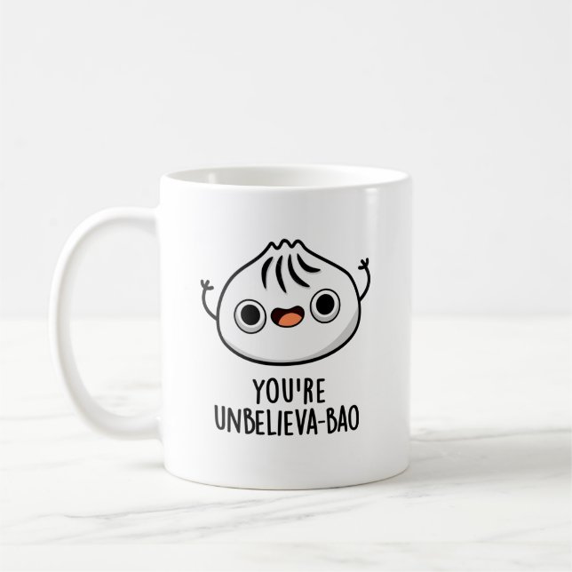 Du är Unbelieva-bao Funny Dimsum Bao Pun Kaffemugg (Vänster)