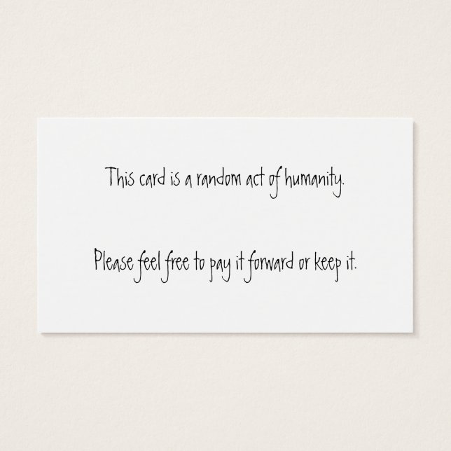 Du är underbar! Random Act of Humanity Cards Visitkort (Baksidan)