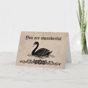Du är underbar Rolig Goth Svart Svan Tack Kort
