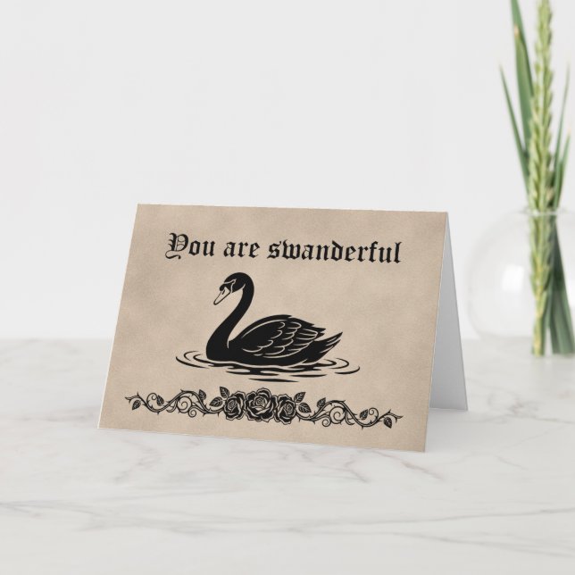 Du är underbar Rolig Goth Svart Svan Tack Kort (Framsida)