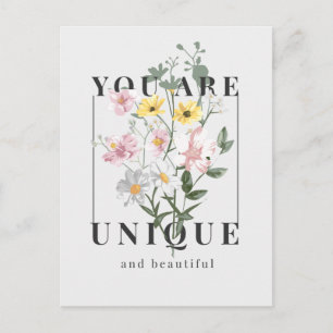 Du är unik blommig slogan vykort