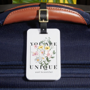 Du är Unik Blommigt Slogan Bagagebricka