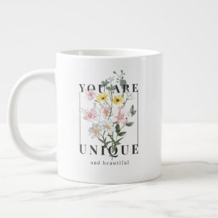 Du är Unik Blommigt Slogan Jumbo Mugg