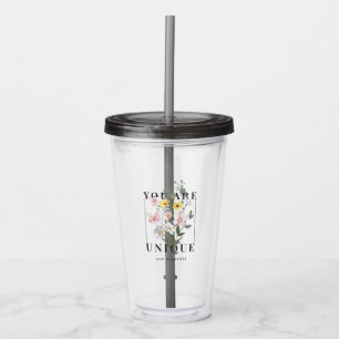 Du är Unik Blommigt Slogan Take Away Mugg