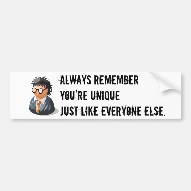 Du är unik Bumper Stiker Bildekal (Framsidan)
