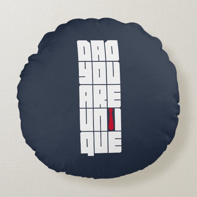 Du är unik i ord Pappa Rund Kudde (Framsidan)