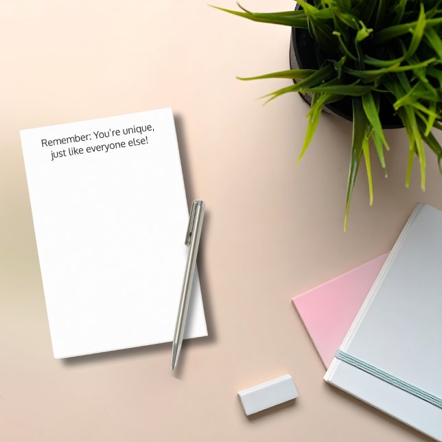 Du är unik precis som alla andra, Roligt,Anpassat Post-it Block (Skapare uppladdad)