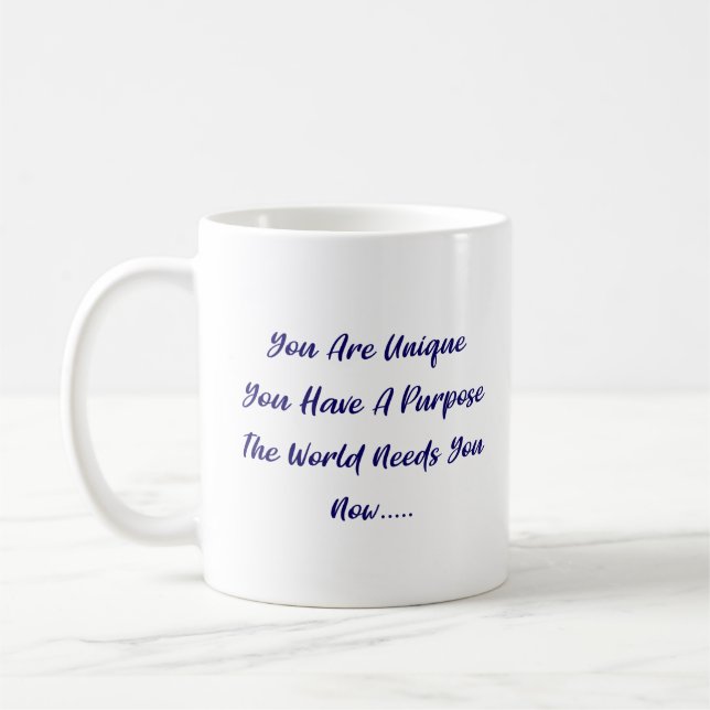 Du är unik - världen behöver dig - blå kaffemugg (Vänster)