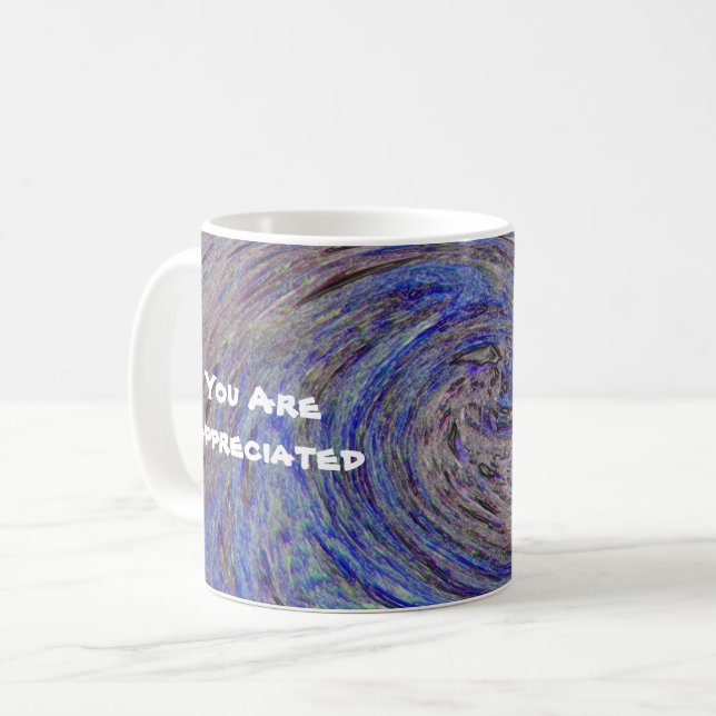Du är uppskattad Blue Spiral Swirl-uppskattning Kaffemugg (Framsida vänster)