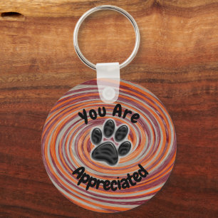 Du är uppskattad Groovy Paw Print Dog Walker Nyckelring