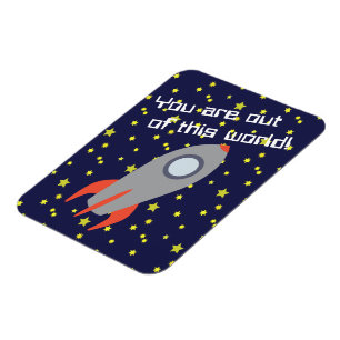 Du är ute ur den här Frakten av Retro Rocket Magnet