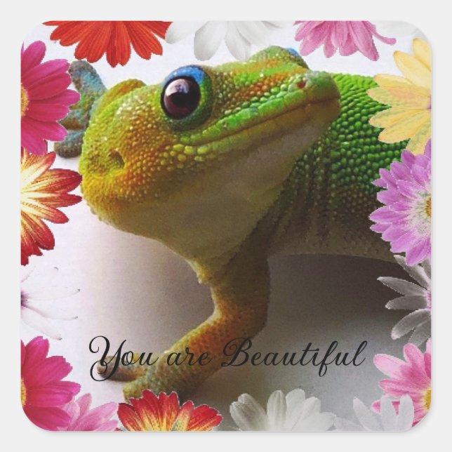 Du är vacker fyrkantigt klistermärke (Framsida)