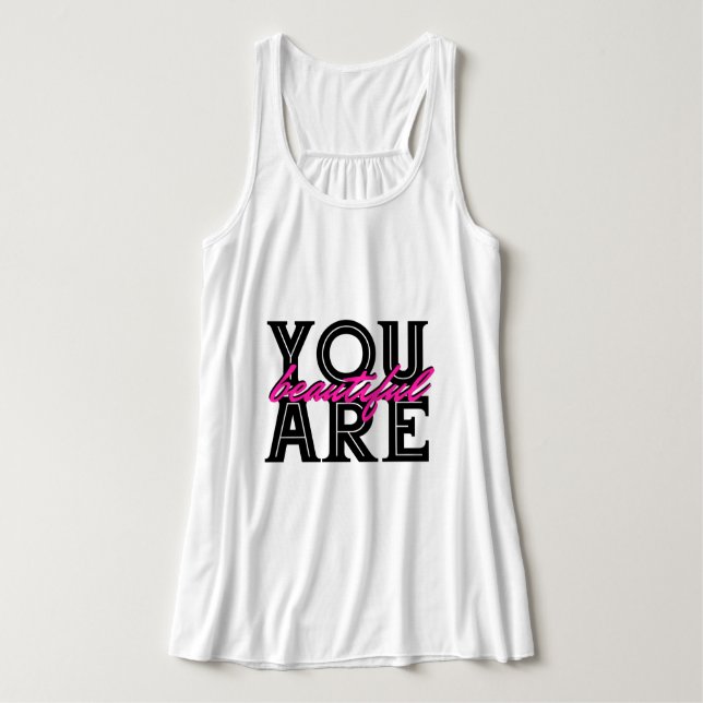 Du är vacker inspirerande linne med racerback  (Design framsida)