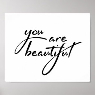 Du är vacker MotivationalTypography-citat Poster