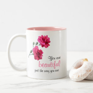 Du är vacker precis som du är Rosa. Två-Tonad Mugg