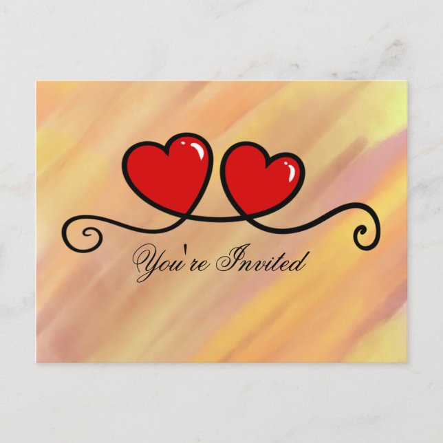 Du är välkommen - Hjärtan Inbjudan Vykort (Framsida)