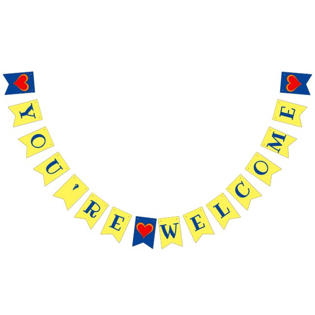 DU ÄR VÄLKOMMEN - hjärteformad kärlek 1 Vimplar (Alla)